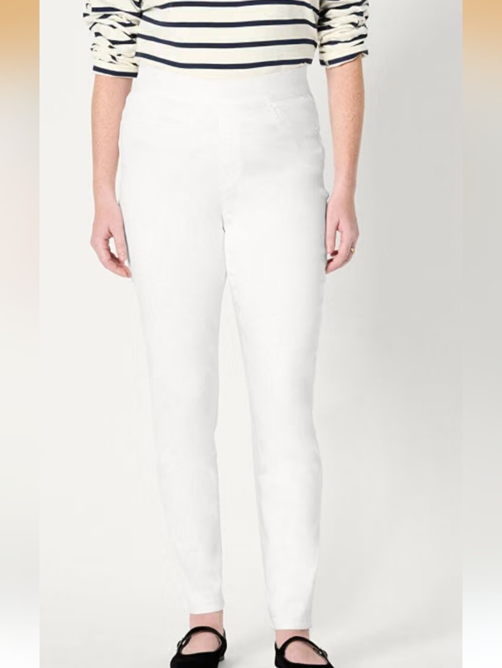 A1: Amazon Essentials Stretch Denim Mid-Rise Pull-On Skinny Jegging